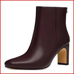 Women's Chunky Heel Ankle Boots Square Toe Side Zipper Fashion Booties